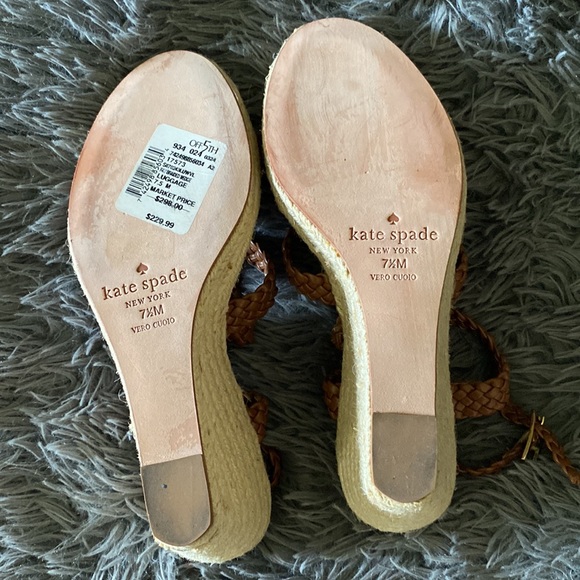 Kate Spade brown fay braided leather wedge sandals - Picture 5 of 13